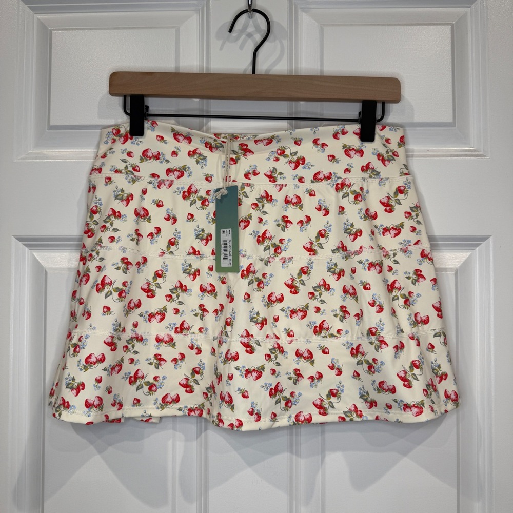 AS Revival Ivory Red Strawberry Print Tennis Skort Athletic Skirt Size Large - Picture 6 of 8